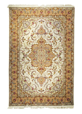 Persian Rug Tabriz Handmade Area Traditional 6'8"x10'3" (7x10) Whites/Beige Pink Floral Naghsh Design #A25552