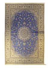 Persian Rug Nain Handmade Area Traditional 4'11"x7'4" (5x7) Blue Whites/Beige Floral Design #A25632