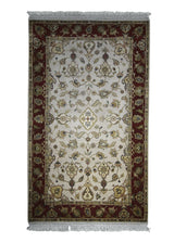Oriental Rug Indian Handmade Area Transitional 3'0"x5'2" (3x5) Whites/Beige Red Floral Oushak Design #A25715