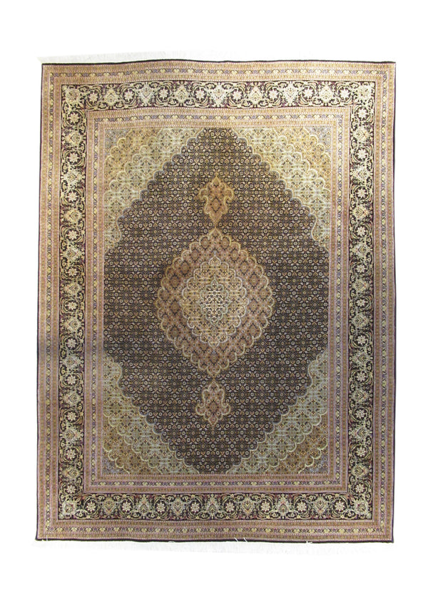 Persian Rug Tabriz Handmade Area Traditional 5'0"x6'7" (5x7) Black Green Mahi Fish Design #A25795