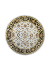Oriental Rug Indian Handmade Round Transitional 6'0"x6'0" (6x6) Blue Brown Tea Washed Floral Design #A25833