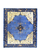 Oriental Rug Chinese Handmade Area Traditional Antique 8'3"x9'6" (8x10) Blue Whites/Beige Peking Open Design #A25847