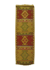 Oriental Rug Indian Handmade Runner Transitional 2'6"x8'0" (3x8) Multi-color Red Green Dhurrie Geometric Design #A25885