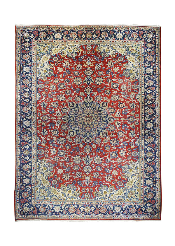 Persian Rug Mashhad Handmade Area Traditional 10'0"x13'0" (10x13) Red Blue Floral Design #A26111