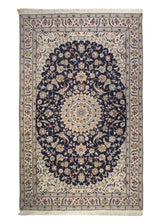 Persian Rug Nain Handmade Area Traditional 5'2"x8'3" (5x8) Blue Whites/Beige Floral Design #A26251