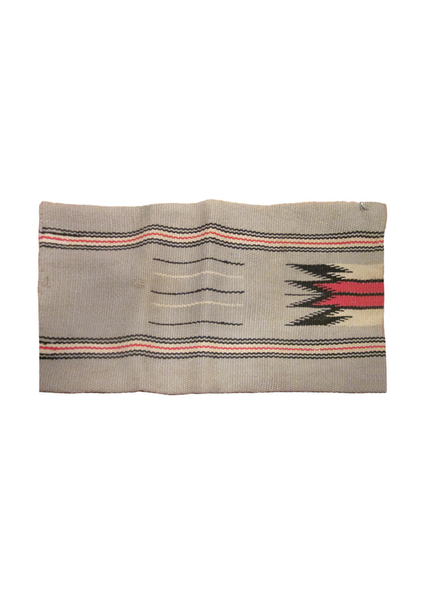 Native American Rug Navajo Handmade Pillow Tribal 0'9"x1'5" (1x1) Gray Red Geometric Design #A26257