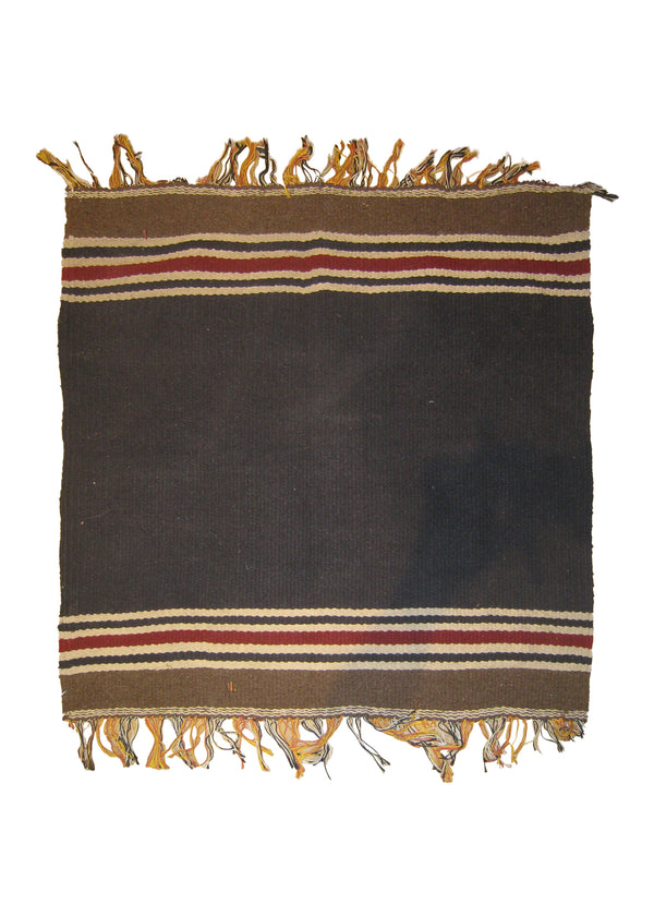 Native American Rug South America Handmade Square Tribal 2'4"x2'6" (2x3) Black Red Whites/Beige Geometric Design #A26261