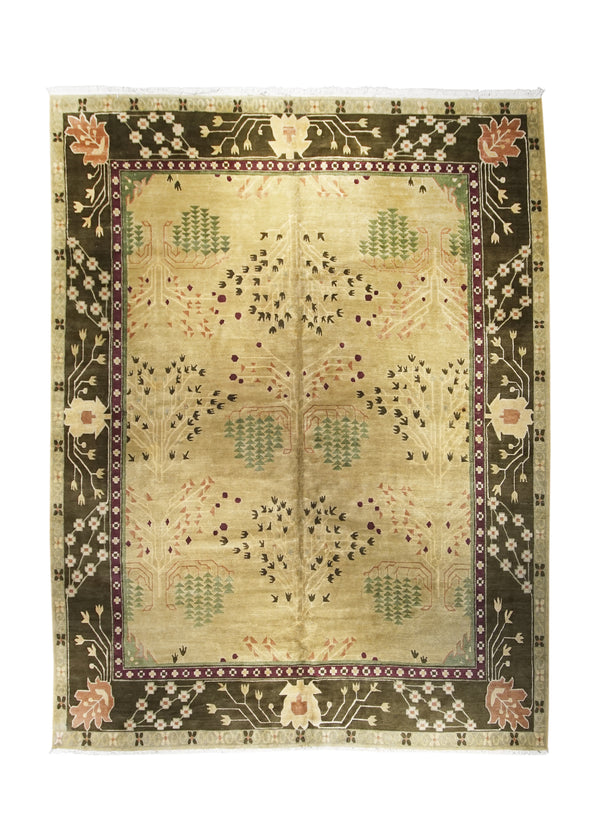 Oriental Rug Nepalese Handmade Area Transitional 11'11"x15'6" (12x16) Whites/Beige Brown Green Geometric Design #A26279