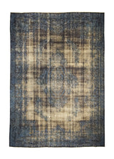 Persian Rug Mashhad Handmade Area Modern Vintage 9'7"x13'3" (10x13) Blue Brown Overdyed Floral Design #A26284