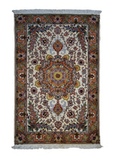 Persian Rug Tabriz Handmade Area Traditional 2'5"x3'10" (2x4) Whites/Beige Pink Floral Naghsh Design #A26325