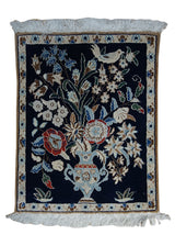 Persian Rug Nain Handmade Area Traditional 1'6"x1'10" (2x2) Blue Whites/Beige Tree of Life Design #A26326