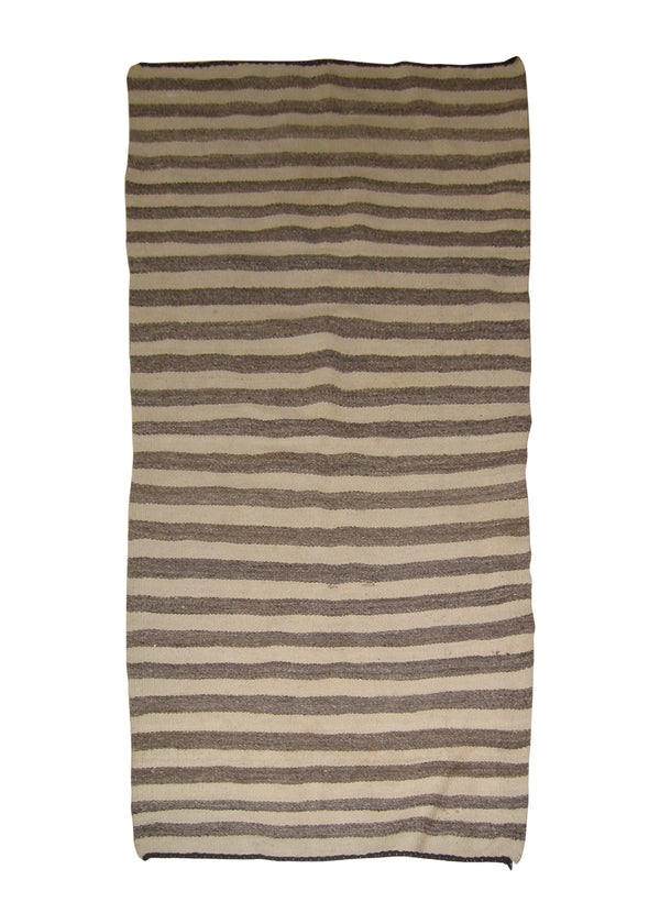 Native American Rug Navajo Handmade Area Tribal Neutral 2'6"x5'0" (3x5) Whites/Beige Gray Crystal Stripes Design #A26420