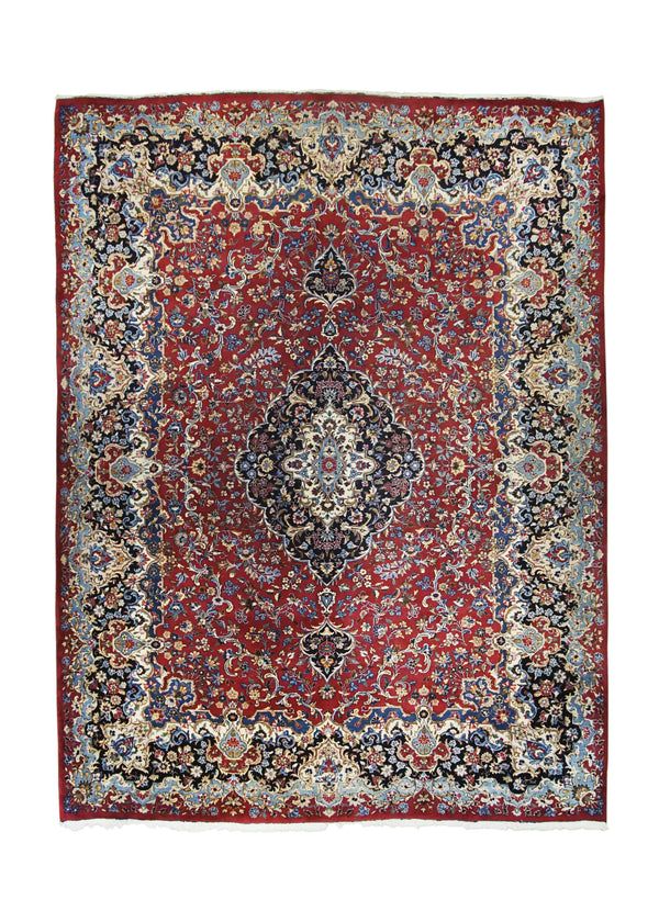 Persian Rug Mashhad Handmade Area Traditional 10'1"x13'0" (10x13) Red Blue Floral Design #A26482