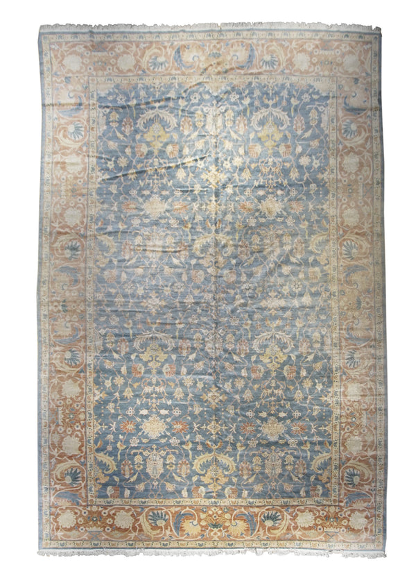 Oriental Rug Egyptian Handmade Area Transitional 12'0"x17'9" (12x18) Blue Pink Oushak Floral Design #A26499