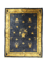 Oriental Rug Chinese Handmade Area Traditional Antique 9'1"x11'5" (9x11) Blue Peking Floral Design #A26627