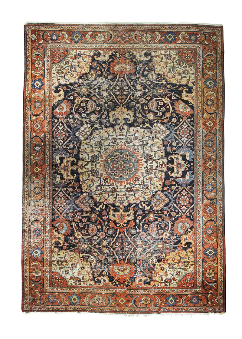 Persian Rug Sultanabad Handmade Area Tribal Antique 9'1"x12'9" (9x13) Blue Red Floral Design #A26653