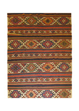 Caucasian Rug Shirvan Handmade Area Tribal Antique 4'11"x9'0" (5x9) Multi-color Red Kilim Geometric Design #A26682
