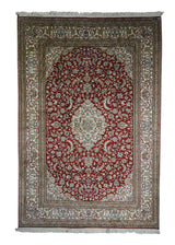 Oriental Rug Chinese Handmade Area Traditional 4'11"x6'0" (5x6) Red Whites/Beige Kashan Floral Design #A26772