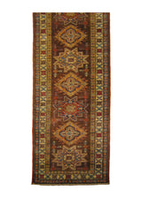 Oriental Rug Pakistani Handmade Runner Transitional Tribal 2'4"x9'7" (2x10) Brown Ghazni Kazak Geometric Design #A26877