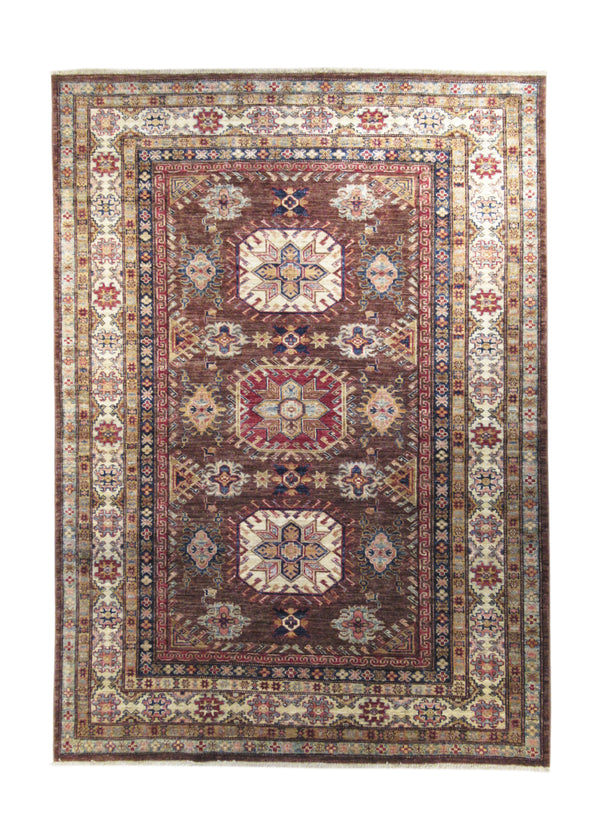 Oriental Rug Pakistani Handmade Area Transitional Tribal 4'11"x6'8" (5x7) Brown Ghazni Kazak Geometric Design #A26895