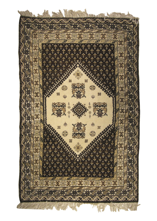 Oriental Rug Moroccan Handmade Area Tribal 5'1"x7'9" (5x8) Whites/Beige Brown Geometric Design #A26927