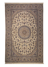 Persian Rug Nain Handmade Area Traditional 5'3"x7'10" (5x8) Whites/Beige Blue Floral Design #A26939