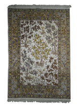 Persian Rug Qum Handmade Area Traditional 3'3"x4'9" (3x5) Whites/Beige Yellow/Gold Tree of Life Design #A26980