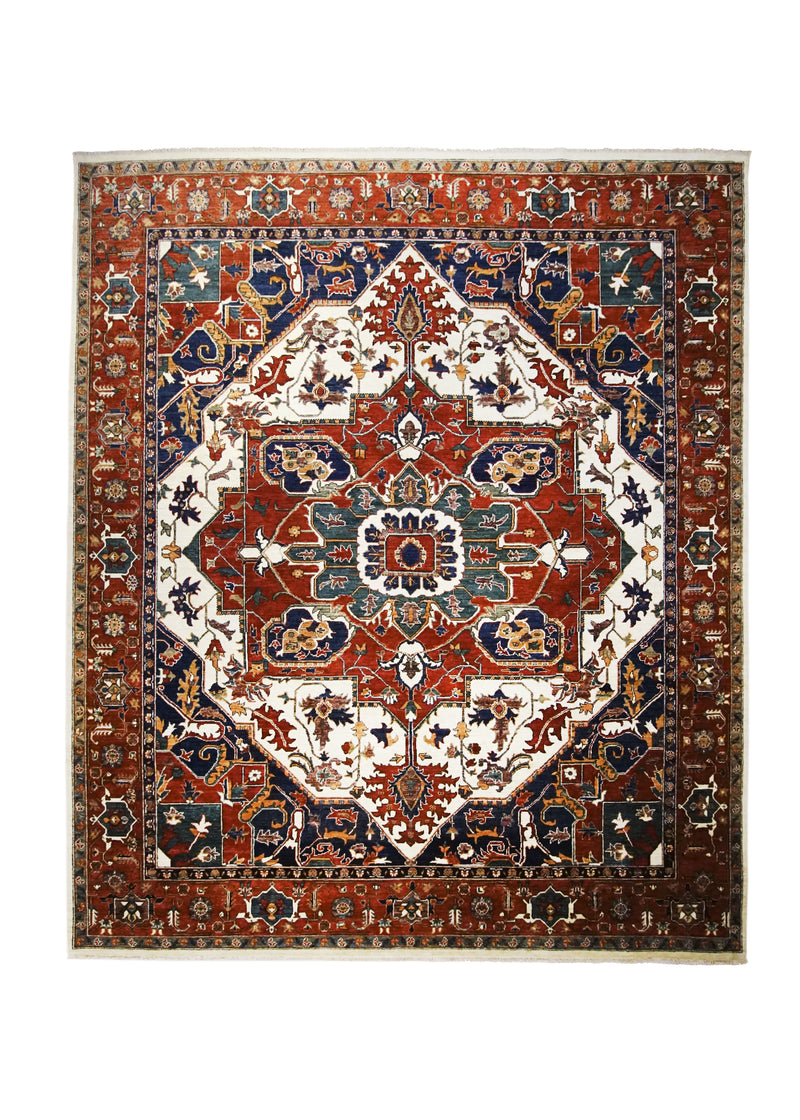 Oriental Rug Pakistani Handmade Area Transitional Tribal 8'3"x9'8" (8x10) Red Ariana Geometric Heriz Design #A27049