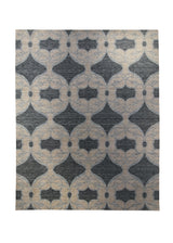 Oriental Rug Indian Handmade Area Transitional 7'11"x9'11" (8x10) Gray Whites/Beige Geometric Design #A27069