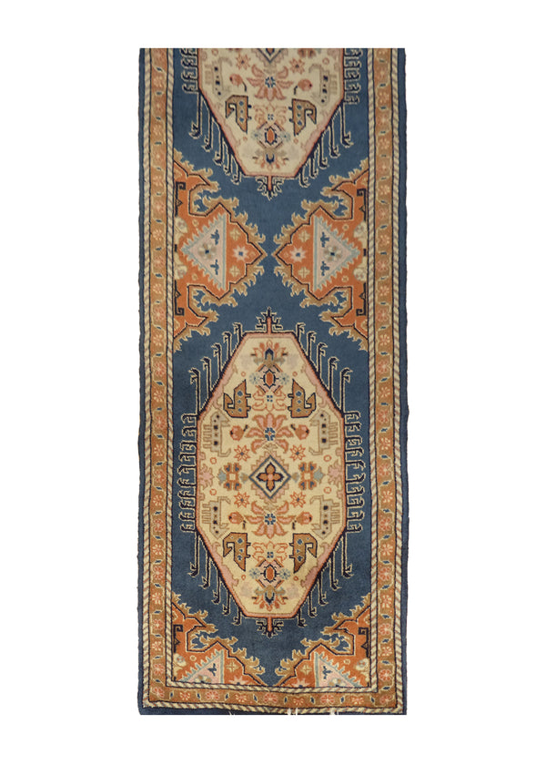 Persian Rug Tabriz Handmade Runner Traditional 2'5"x14'5" (2x14) Whites/Beige Yellow/Gold Blue Floral Tabatabaie Design #A27160