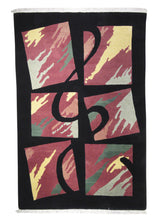 Oriental Rug Nepalese Handmade Area Modern 6'0"x9'0" (6x9) Black Pink Geometric Design #A27169