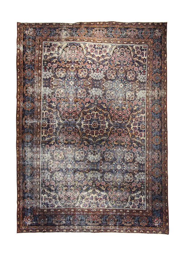 Persian Rug Mashhad Handmade Area Traditional Antique 11'9"x16'1" (12x16) Blue Red Floral Design #A27179
