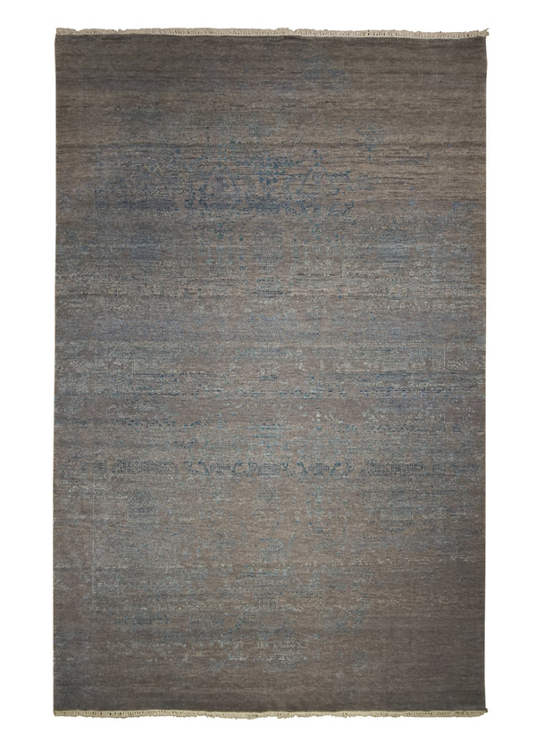 Oriental Rug Indian Handmade Area Modern 4'1"x6'4" (4x6) Whites/Beige Blue Erased Floral Design #A27286