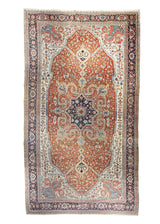 Persian Rug Serapi Handmade Area Tribal Antique 11'9"x20'5" (12x20) Red Blue Whites/Beige Geometric Design #A27313