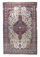 Persian Rug Sarouk Handmade Area Traditional Antique 7'0"x10'3" (7x10) Whites/Beige Red Floral Design #A27319