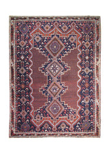 Persian Rug Afshar Handmade Area Tribal 4'10"x6'9" (5x7) Red Blue Geometric Design #A27459