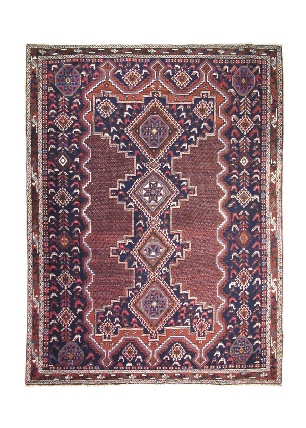 Persian Rug Afshar Handmade Area Tribal 4'10"x6'9" (5x7) Red Blue Geometric Design #A27459