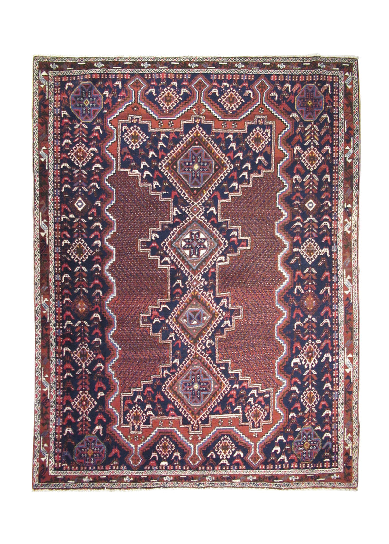 Persian Rug Afshar Handmade Area Tribal 4'10"x6'9" (5x7) Red Blue Geometric Design #A27459
