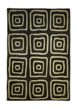 Oriental Rug Indian Handmade Area Modern 2'0"x3'0" (2x3) Brown Whites/Beige Geometric Abstract Design #A27466