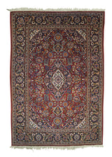 Persian Rug Kashan Handmade Area Traditional Antique 3'5"x5'2" (3x5) Red Floral Toranj Mehrab Design #A27551