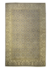 Oriental Rug Indian Handmade Area Transitional 5'9"x8'10" (6x9) Blue Whites/Beige Floral Khotan Design #A27575