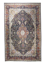 Persian Rug Tabriz Handmade Area Traditional 6'6"x10'5" (7x10) Black Red Naghsh Floral Design #A27617