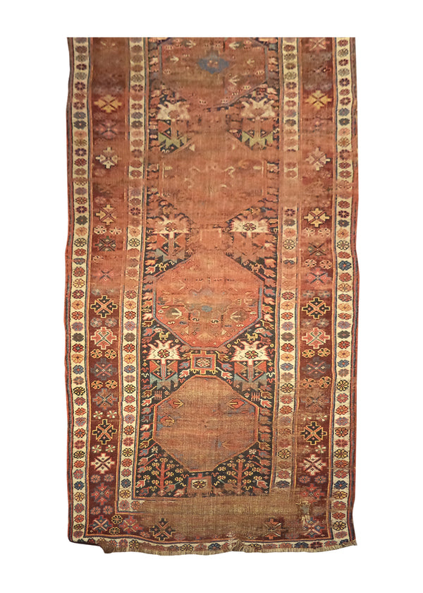 Persian Rug Ghashghaei Handmade Runner Tribal Antique 3'1"x9'6" (3x10) Blue Brown Geometric Design #A27701