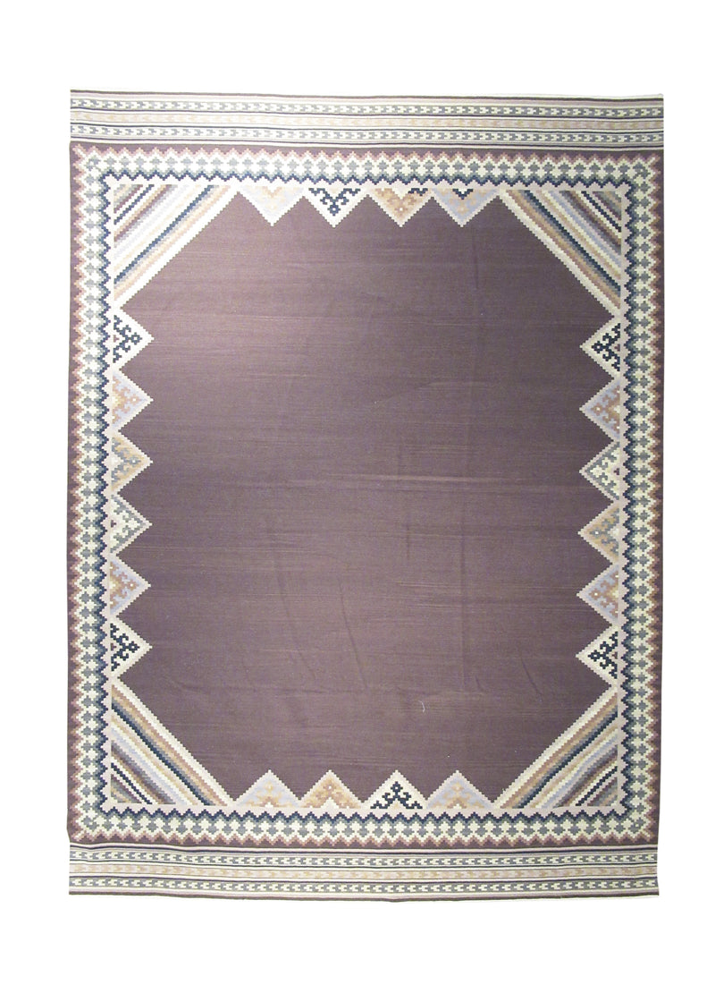 Oriental Rug Indian Handmade Area Transitional 8'1"x11'3" (8x11) Brown Kilim Open Geometric Design #A27712