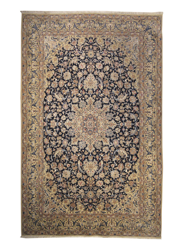 Persian Rug Nain Handmade Area Traditional 5'8"x8'10" (6x9) Blue Whites/Beige Floral Design #A27739