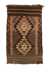 Oriental Rug Afghan Handmade Area Tribal 2'3"x3'1" (2x3) Brown Maymara Geometric Design #A27755