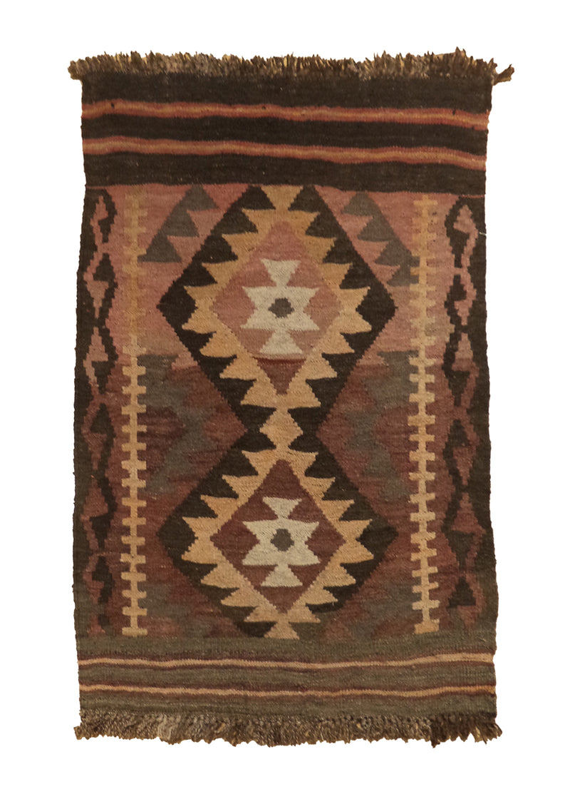 Oriental Rug Afghan Handmade Area Tribal 2'3"x3'1" (2x3) Brown Maymara Geometric Design #A27755