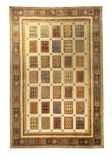 Oriental Rug Pakistani Handmade Area Transitional 6'8"x10'1" (7x10) Whites/Beige Multi-color Geometric Design #A27843