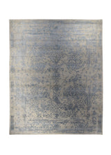 Oriental Rug Indian Handmade Area Modern 8'1"x9'10" (8x10) Whites/Beige Blue Erased Floral Abstract Design #A27925