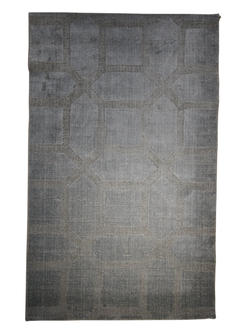 Oriental Rug Indian Handmade Area Modern Neutral 3'5"x5'6" (3x6) Gray Geometric Design #A27977